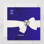 Uitnodiging Elegant Royal Blue Velvet Pearl (Achterkant)