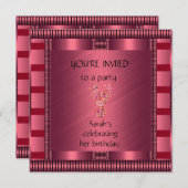 Uitnodiging Elegant roze Stripe (Voorkant / Achterkant)