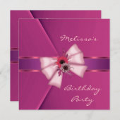 Uitnodiging Elegant Roze Velvet Floral Bow 2 (Voorkant / Achterkant)