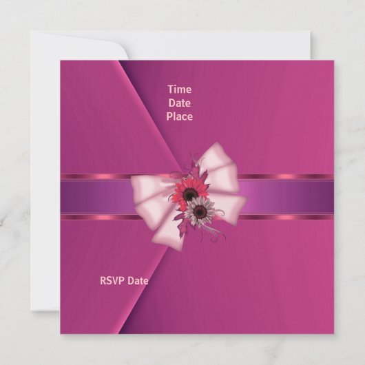 Uitnodiging Elegant Roze Velvet Floral Bow 2 (Achterkant)