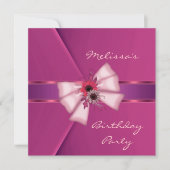 Uitnodiging Elegant Roze Velvet Floral Bow 2 (Voorkant)