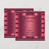 Uitnodiging Elegant Roze Zwart Streep (Voorkant / Achterkant)