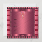 Uitnodiging Elegant Roze Zwart Streep (Achterkant)