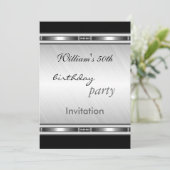 Uitnodiging Elegant Silver 50e verjaardag (Staand voorkant)