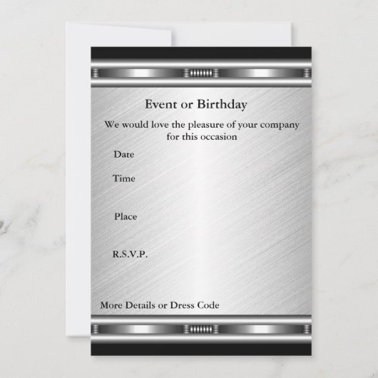 Uitnodiging Elegant Silver 50e verjaardag (Achterkant)