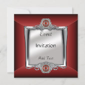 Uitnodiging Elegant Silver Red Jewel (Voorkant)