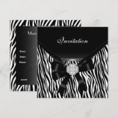 Uitnodiging Elegant Silver White Jewel Zebra (Voorkant / Achterkant)