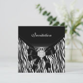 Uitnodiging Elegant Silver White Jewel Zebra (Staand voorkant)