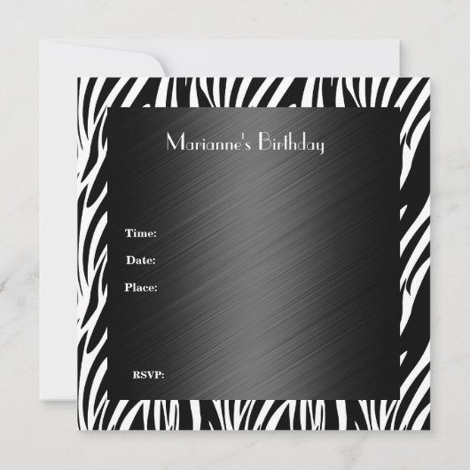 Uitnodiging Elegant Silver White Jewel Zebra (Achterkant)