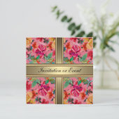 Uitnodiging Elegant Vintage Flowers Roze (Staand voorkant)