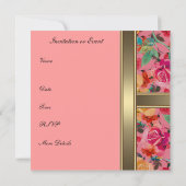 Uitnodiging Elegant Vintage Flowers Roze (Achterkant)