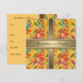 Uitnodiging Elegant Vintage Flowers Yellow (Voorkant / Achterkant)