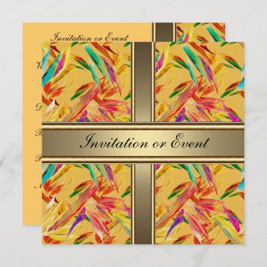 Uitnodiging Elegant Vintage Flowers Yellow (Voorkant / Achterkant)