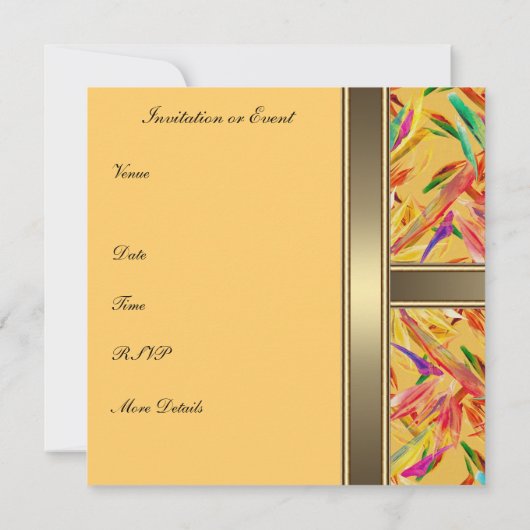 Uitnodiging Elegant Vintage Flowers Yellow (Achterkant)