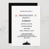 uitnodiging  Elegant zwart-wit afstudeerfeest (Voorkant / Achterkant)