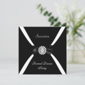 Uitnodiging Elegant Zwart Witte Strikdas (Staand voorkant)