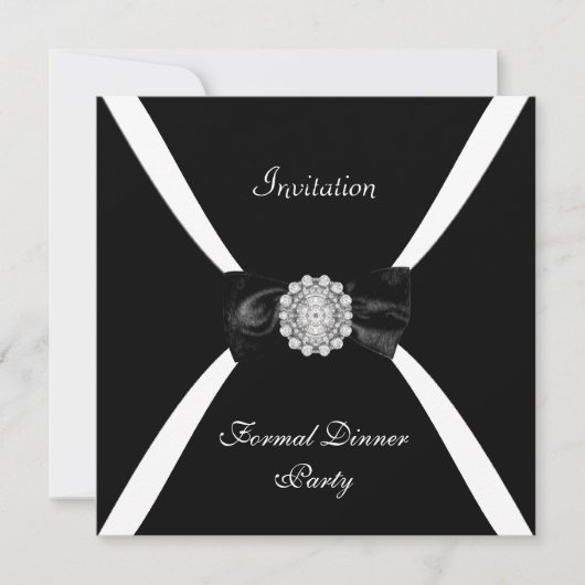 Uitnodiging Elegant Zwart Witte Strikdas (Voorkant)