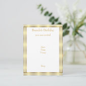 Uitnodiging Elegante Goud & Witte Streep Horizonta (Staand voorkant)