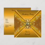 Uitnodiging Elegante Gouden Verjaardagsfeest (Voorkant / Achterkant)