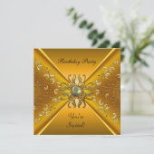Uitnodiging Elegante Gouden Verjaardagsfeest (Staand voorkant)