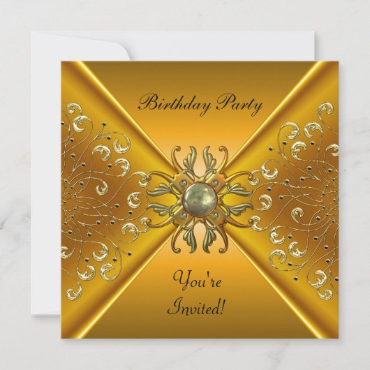 Uitnodiging Elegante Gouden Verjaardagsfeest (Voorkant)