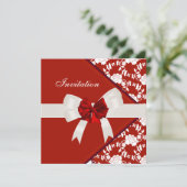 Uitnodiging Elegante Klasse Rode Witte Bloemen (Staand voorkant)