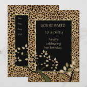Uitnodiging Elegante Luipaard Boom Bloem (Voorkant / Achterkant)