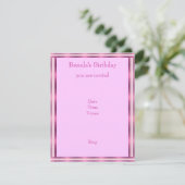 Uitnodiging Elegante Roze Streep Horizontaal (Staand voorkant)