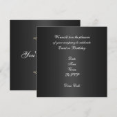 Uitnodiging Elegante Verjaardag Zwart Goud Trim (Voorkant / Achterkant)