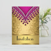 Uitnodiging Elke Feestje Goud en Paars (Staand voorkant)