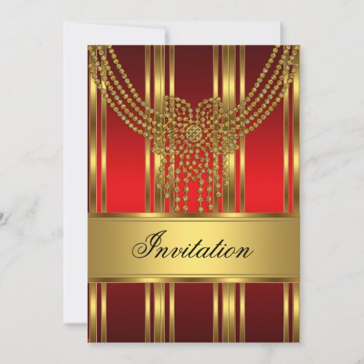 Uitnodiging Elke Feestje Goud en Rood (Voorkant)