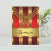 Uitnodiging Elke Feestje Goud en Rood (Staand voorkant)