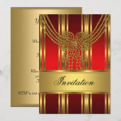 Uitnodiging Elke Feestje Goud en Rood (Voorkant / Achterkant)