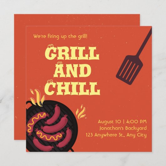 Uitnodiging en aankondiging van Grill en Chill (Voorkant / Achterkant)