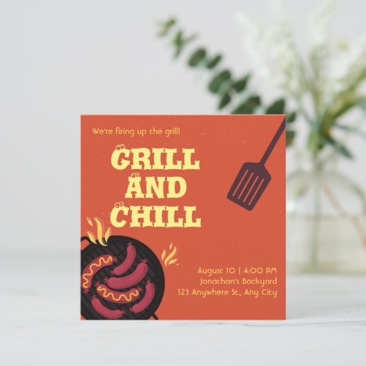 Uitnodiging en aankondiging van Grill en Chill (Staand voorkant)