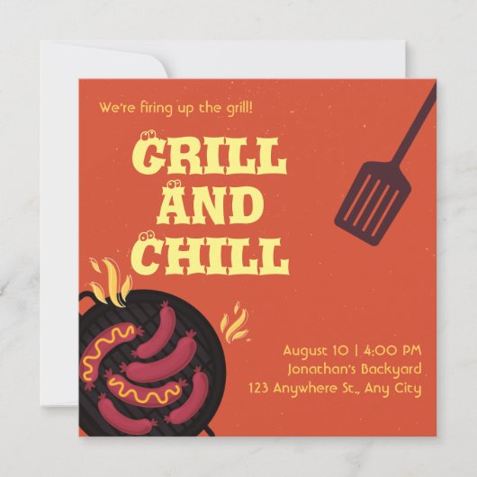 Uitnodiging en aankondiging van Grill en Chill (Voorkant)
