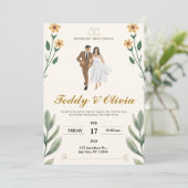 Uitnodiging en echtpaar (Staand voorkant)