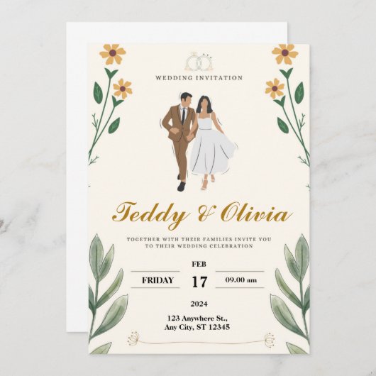 Uitnodiging en echtpaar (Voorkant / Achterkant)