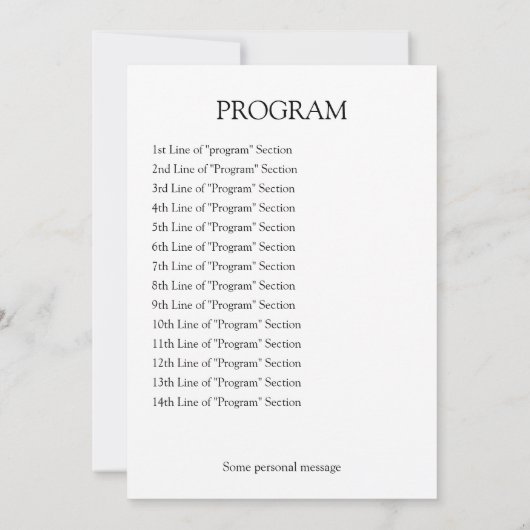 Uitnodiging en Programma voor een Recital met Mode (Achterkant)