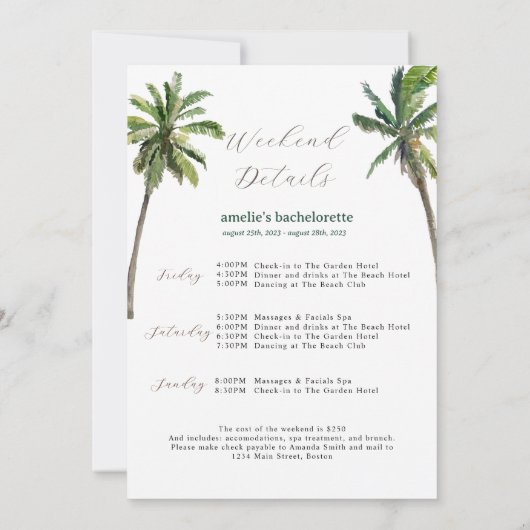 Uitnodiging en Reisprogramma voor Meisje- Ondertro (Achterkant)