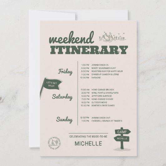 Uitnodiging en routeplan voor bachelorettekamp (Achterkant)