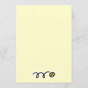 Uitnodiging en schrijfbenodigdheden met tennisball