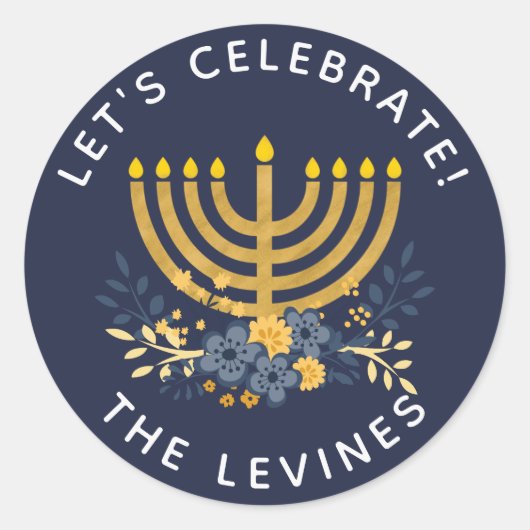 Uitnodiging Envelope Seal Menorah | Hanuakkah Ronde Sticker (Voorkant)