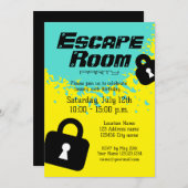 Uitnodiging Escape Room verjaardagsfeestje templat (Voorkant / Achterkant)