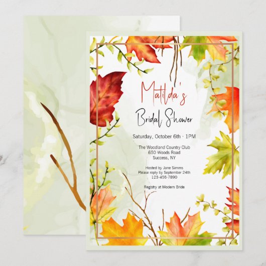 Uitnodiging esdoornbladeren (Voorkant / Achterkant)