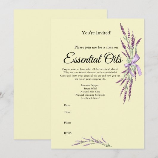 Uitnodiging Etherische Olie Klas (Voorkant / Achterkant)