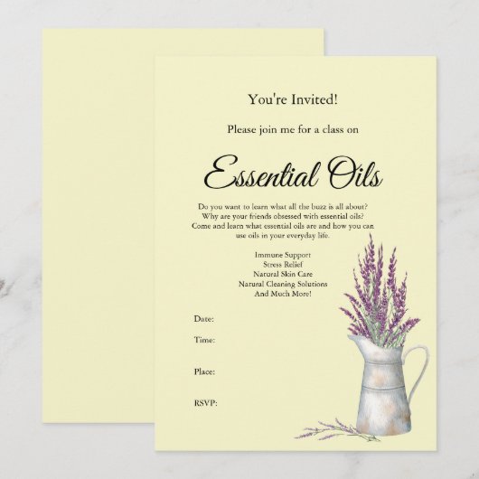 Uitnodiging Etherische Olie Klas (Voorkant / Achterkant)