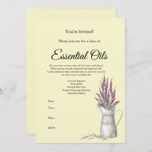 Uitnodiging Etherische Olie Klasse (Voorkant / Achterkant)