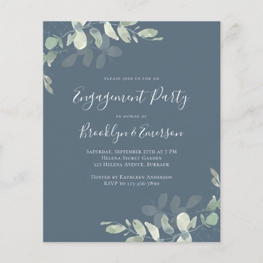 Uitnodiging Eucalyptus Engagement Party uit begrot (Voorkant)