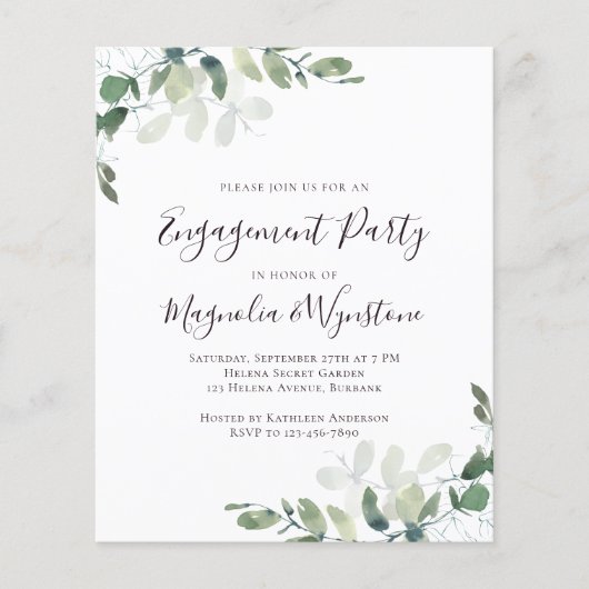 Uitnodiging Eucalyptus Engagement Party uit begrot (Voorkant)